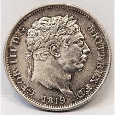 GREAT BRITAIN UK 1819 . SHILLING . ERROR . LARGE 9 IN DATE